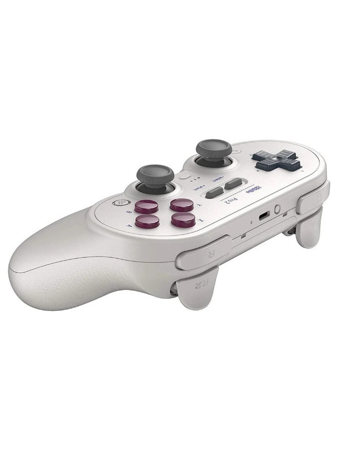 8بت دو وحدة تحكم 8Bitdo Pro 2 بتقنية البلوتوث لجهازي Switch / Switch 2، مزودة بعصا تحكم بتقنية Hall Effect، وزرين خلفيين احترافيين (Paddle)، وحدة تحكم ألعاب لاسلكية متوافقة مع Switch، والكمبيوتر، وأجهزة Android، وSteam – باللون الأبيض. - Image 2