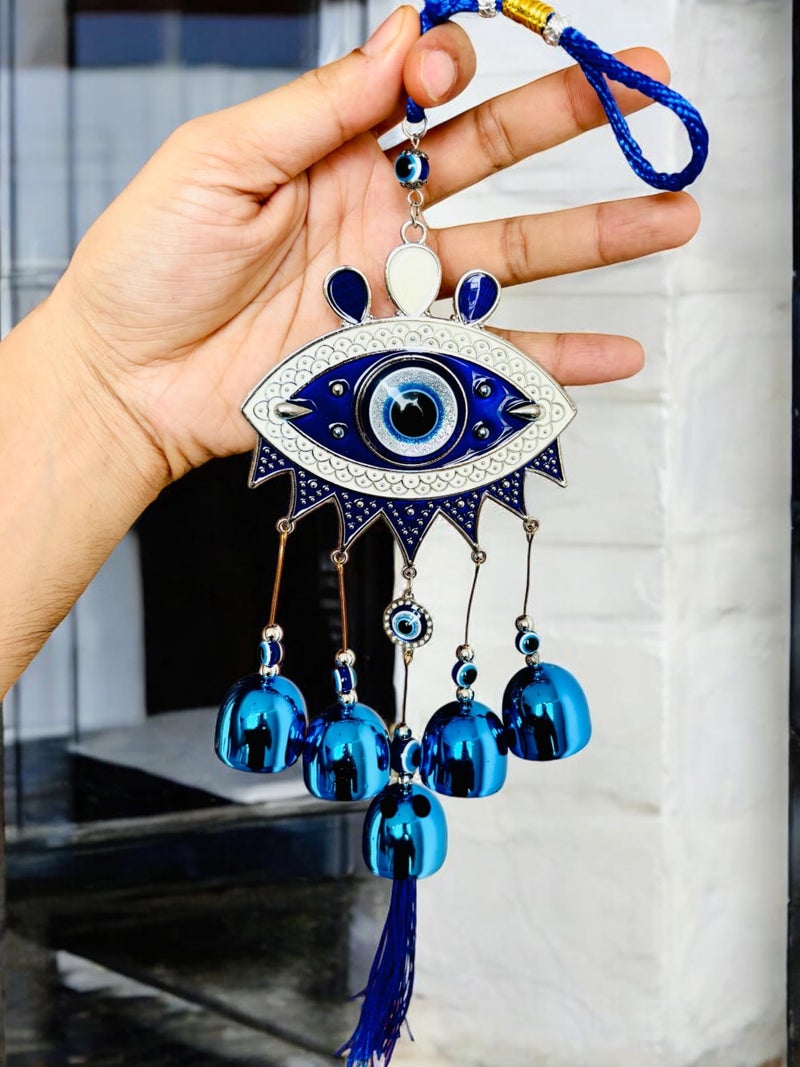 WARMINGO DE WARMINGO Evil Eye Hanging for Home & Office | Main Door Entrance Wall Hanging for Positive Vibes & Removes Negative Energy Nazar Battu | Evil Eye 5 Bells - Image 2