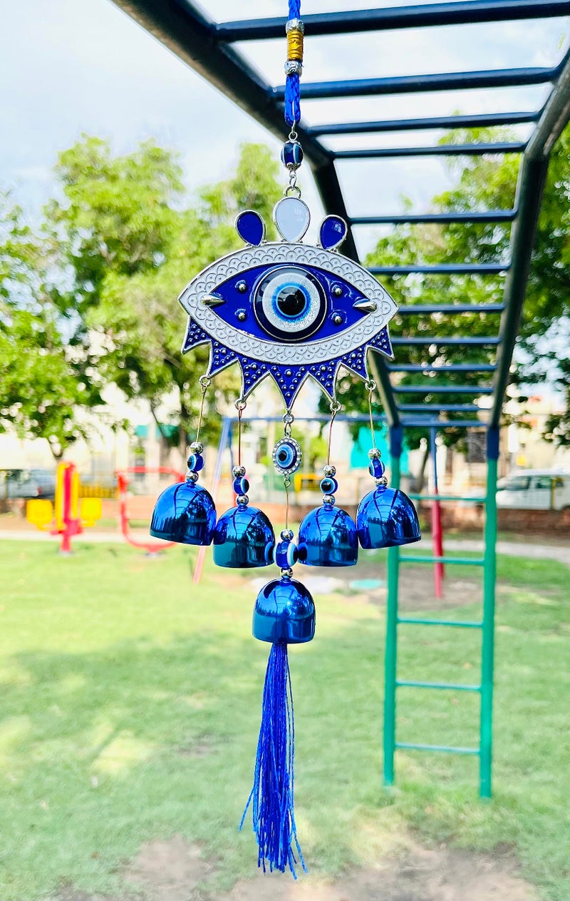 WARMINGO DE WARMINGO Evil Eye Hanging for Home & Office | Main Door Entrance Wall Hanging for Positive Vibes & Removes Negative Energy Nazar Battu | Evil Eye 5 Bells - Image 3