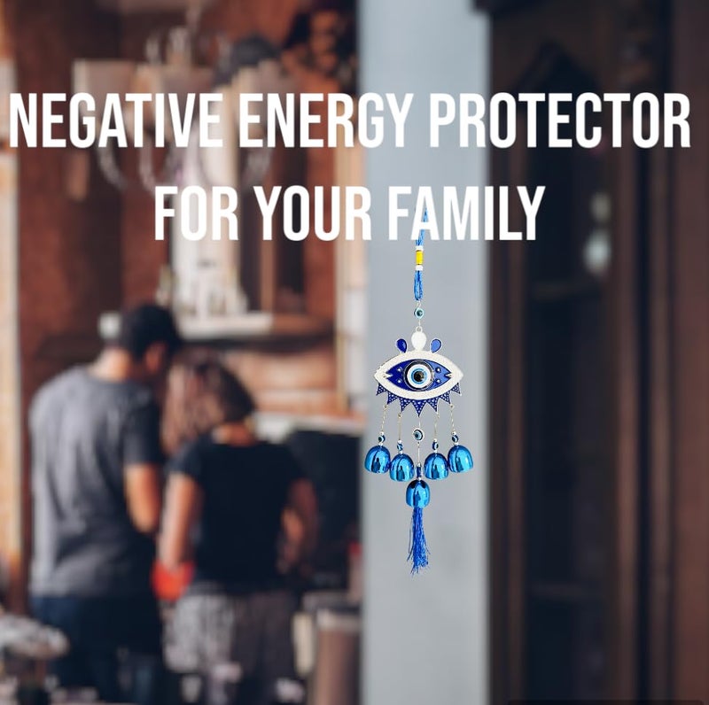 WARMINGO DE WARMINGO Evil Eye Hanging for Home & Office | Main Door Entrance Wall Hanging for Positive Vibes & Removes Negative Energy Nazar Battu | Evil Eye 5 Bells - Image 4