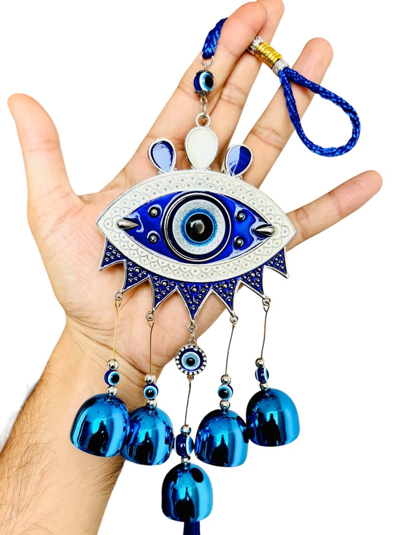 WARMINGO DE WARMINGO Evil Eye Hanging for Home & Office | Main Door Entrance Wall Hanging for Positive Vibes & Removes Negative Energy Nazar Battu | Evil Eye 5 Bells - Image 1
