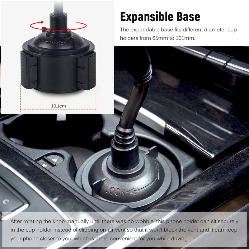 Car Cup Holder Phone Mount Adjustable Cell Phone Cradle Universal Smartphone Mount for Mobile Phone with Width of 55-92mm - Image 2