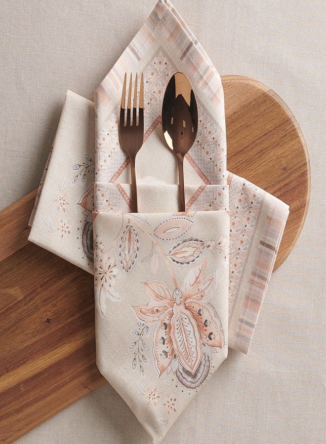 ميزون دي هيرمين مناديل ميزون دي هيرمين، قطن ممشط فاخر 100%، مقاس 20 بوصة × 20 بوصة، طقم من 4 مناديل عشاء، مناديل قماشية مزخرفة قابلة للغسل، مثالية لتناول الطعام، وحفلات البوفيه، والتخييم - بنقشة زهور سوسايتي - Image 3