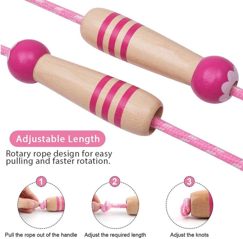 Ace one Jump Rope Kids, 7ft Adjustable Cotton Skipping Rope with Wooden Handle for Boys and Girls Fitness Outdoor Exercise - Image 5
