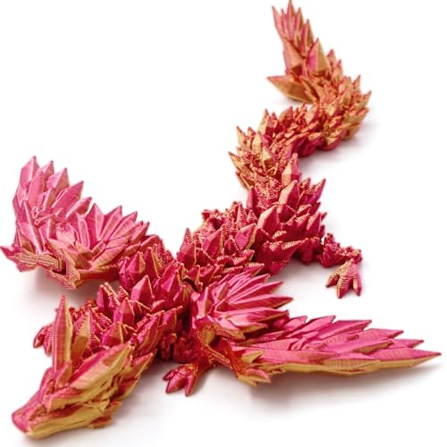 Dxldfks 3D Printed Articulated Winged Dragon for Home Office Decor Executive Desk Toy Red Gold - Image 1