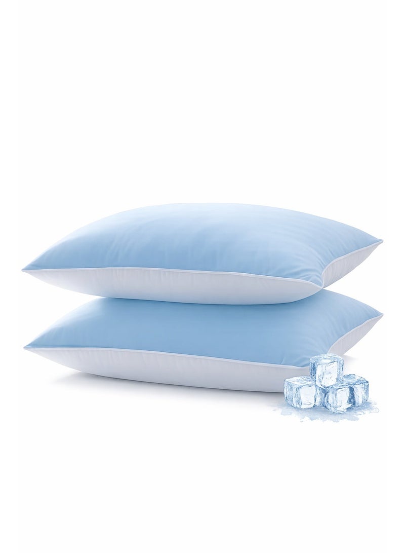JZS Cooling Pillows for Hot Sleepers with Double Sided Design Hypoallergenic Cooling Bed Pillow for Back Side Stomach Sleepers (2 Pack, 50 x 75 cm) - Image 1