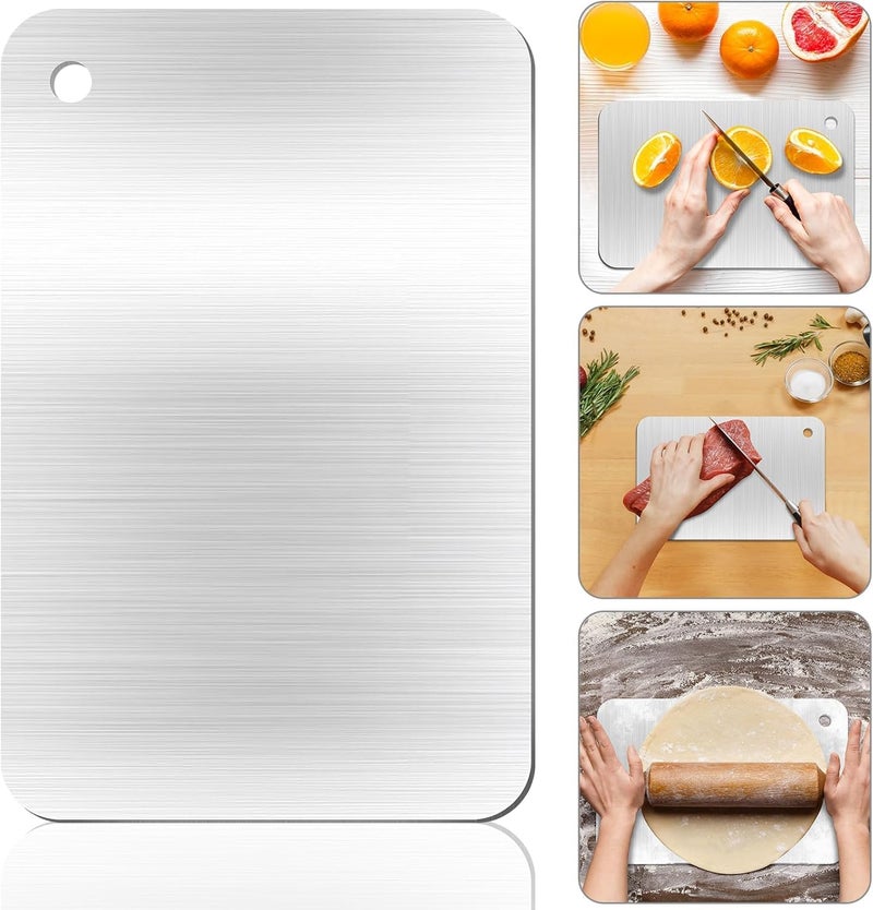 SPITZE Chopping Board for Kitchen | 304 Stainless Steel Cutting Board for Vegetables, Meat, Fruits and Dough Making | Heavy Duty Steel Chopping Board (Small 25x15 cm) - Image 1
