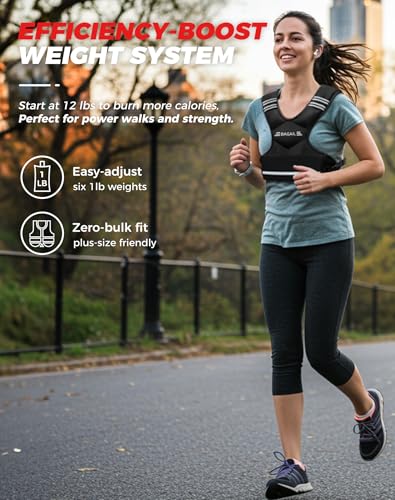 BAGAIL Adjustable Weighted Vest for Women 410lb Comfortable UNeck Rucking Vest with 6 Removable Weights Storage Pocket and Reflective Strips for Walking Jogging Weight Loss Home Workouts - Image 3