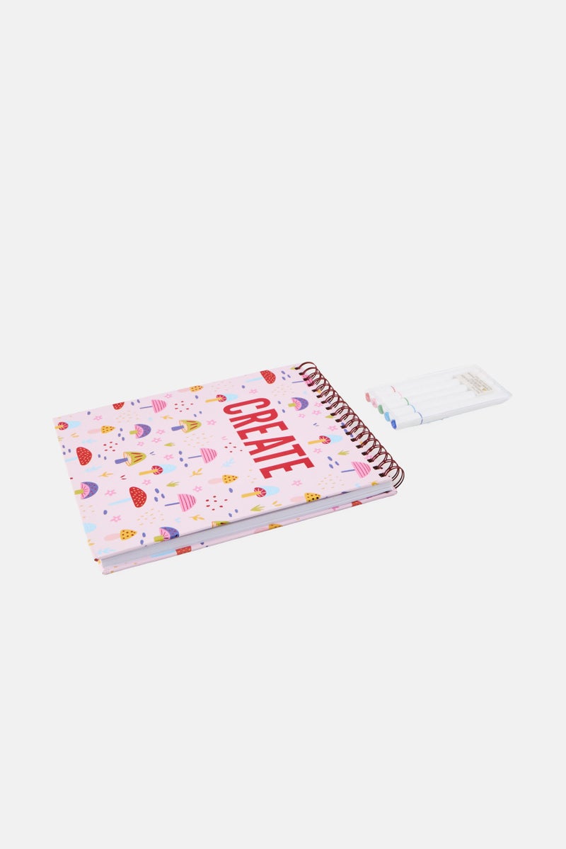 Paperbuzz Sketchbook with Perforated Pages And 5 Dual Tip Markers, Multicolor - Image 2