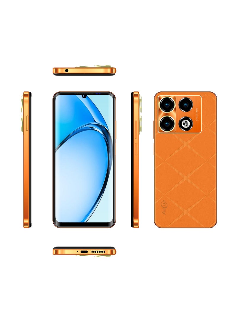 أول كول AllCall Magic 60 MAX، ذاكرة الوصول العشوائي: (4+16) 20 جيجابايت + ذاكرة القراءة فقط: 128 جيجابايت، شاشة 6.8 بوصة 720*1600 IPS HD+، بطارية 5160 مللي أمبير، برتقالي مشمس