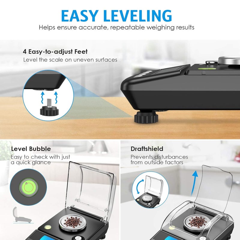 AMIR 20g/0.001g Digital Milligram Scale, Precision Electronic Scale with 6 Units, USB & Battery Powered, Tare, Calibration Weights, Tweezers, Pocket Microgram Scale for Powder Medicine, Jewelry - Image 4