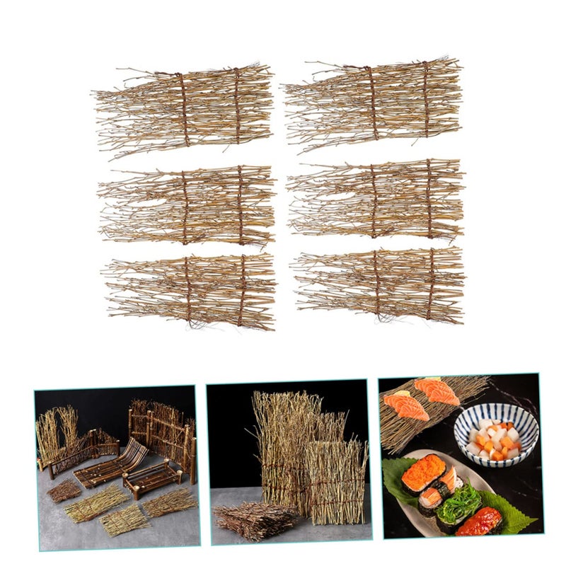 6Pcs Bamboo Sushi Fence Ornaments Japanese Style Decorative Fence 28X12CM - Image 4
