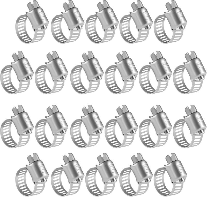 WINL Stainless Steel Hose Clamps - 22 Pack Worm Gear Drive Hose Clamps Micro Size 6 Clamping Range from 5/16 Inch to 7/8 Inch (8mm-22mm) for Automotive Plumbing, 1/2'', 3/4'' Clamps - Image 1