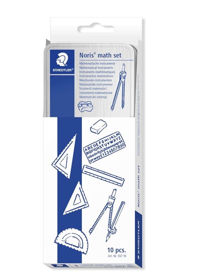 شتدلر طقم أدوات قياس الرسم مكون من 10 قطع أزرق/فضي - Image 1