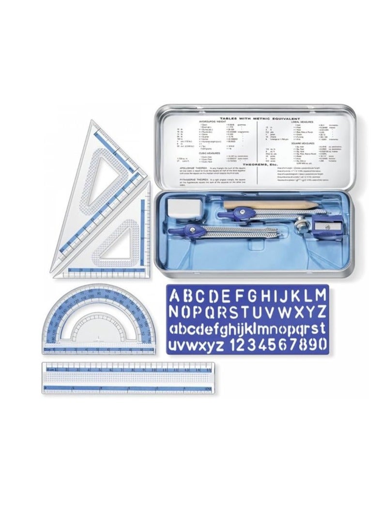 شتدلر طقم أدوات قياس الرسم مكون من 10 قطع أزرق/فضي - Image 3