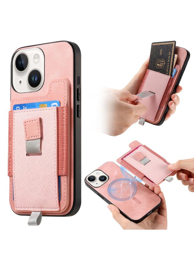 S-TOP Case For iPhone 13 Retro Magsafe Cross Leather Pull-Out Card Bag Back Phone Case - Image 1