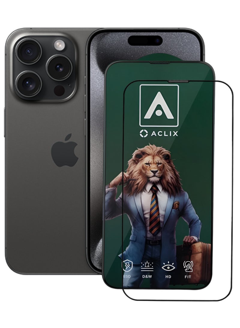 ACLIX Antistatic ESD Dustproof Premium Quality High Definition Tempered Glass Screen Protector Designed For  iPhone 15 Pro Max - Image 1