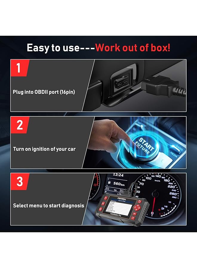 فوكسويل ماسح ضوئي للسيارة NT604 Elite Obd2، ماسح ABS SRS لناقل الحركة، قارئ أكواد فحص المحرك، أداة فحص تشخيصية مع ماسح وسادة هوائية SRS، ماسح ضوئي تشخيصي لجميع السيارات مع اختبار البطارية - Image 2