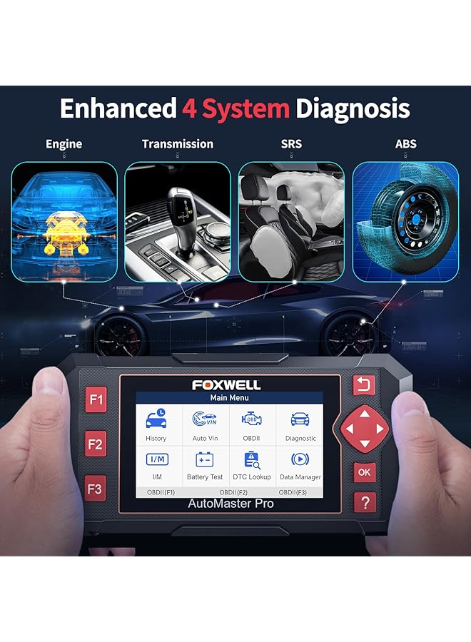 فوكسويل ماسح ضوئي للسيارة NT604 Elite Obd2، ماسح ABS SRS لناقل الحركة، قارئ أكواد فحص المحرك، أداة فحص تشخيصية مع ماسح وسادة هوائية SRS، ماسح ضوئي تشخيصي لجميع السيارات مع اختبار البطارية - Image 3