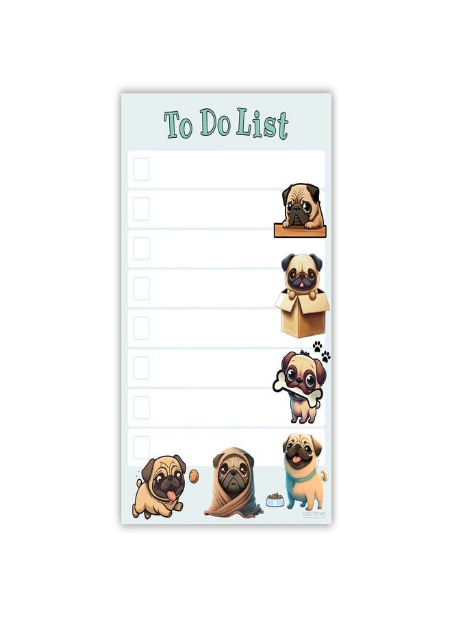 DAILY RITMO Kawaii Pug Puppies Sticky to Do List Notepad - Dog Sticky Notes Stationary School Office Supplies for Girls and Pug Mom | Pug Gifts for Pug Lovers | 4" x 6" 50 Pages - Image 1