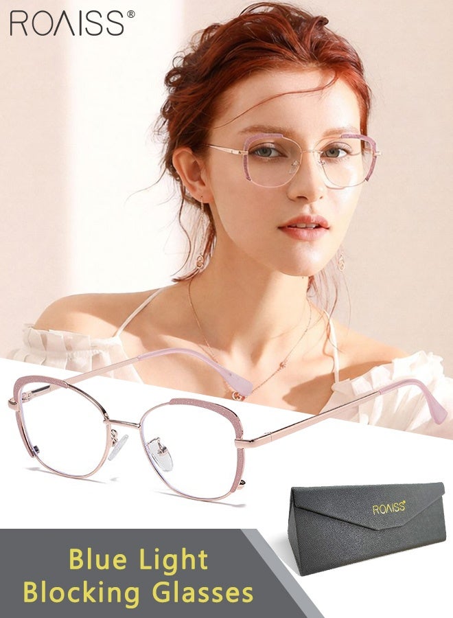 رويس نظارات نسائية مضادة للضوء الأزرق، إطار عين القطة، نظارات مضادة للتعب، فلتر للضوء الأزرق، نظارات قراءة مضادة للأشعة فوق البنفسجية لألعاب الكمبيوتر، لون وردي - Image 1