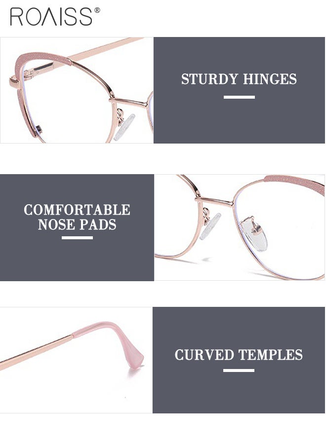 رويس نظارات نسائية مضادة للضوء الأزرق، إطار عين القطة، نظارات مضادة للتعب، فلتر للضوء الأزرق، نظارات قراءة مضادة للأشعة فوق البنفسجية لألعاب الكمبيوتر، لون وردي - Image 5