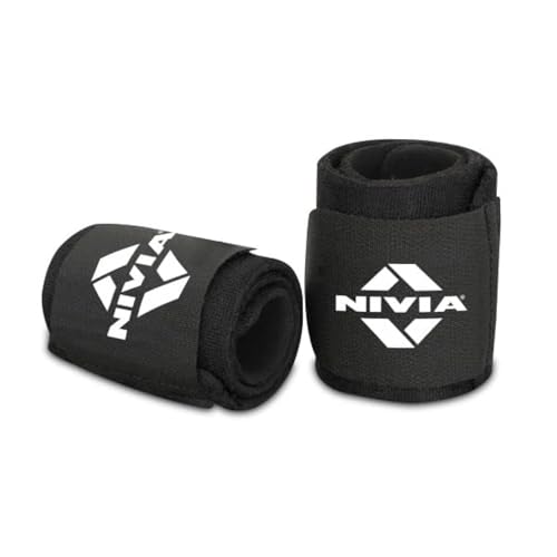 Nivia Basic Wrist Support with Adjustable Velcro Strap for Men & Women, Compression Support, Wrist Support Band, Ideal for Gym, Fitness, Cross Training & Sports Injury Injury Protection (Black), Pair - Image 1