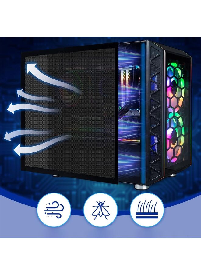 2 PCS PC Case Mesh Filter Cover Dustproof Mesh Filte Black Computer Cooler Fan Filter with 8 Magnetic Strip Strip Filter for Computer Chassis Speaker and More (aperture: 1.0) - Image 5