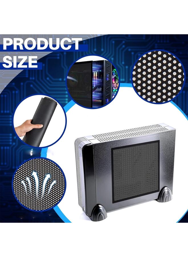 2 PCS PC Case Mesh Filter Cover Dustproof Mesh Filte Black Computer Cooler Fan Filter with 8 Magnetic Strip Strip Filter for Computer Chassis Speaker and More (aperture: 1.0) - Image 2