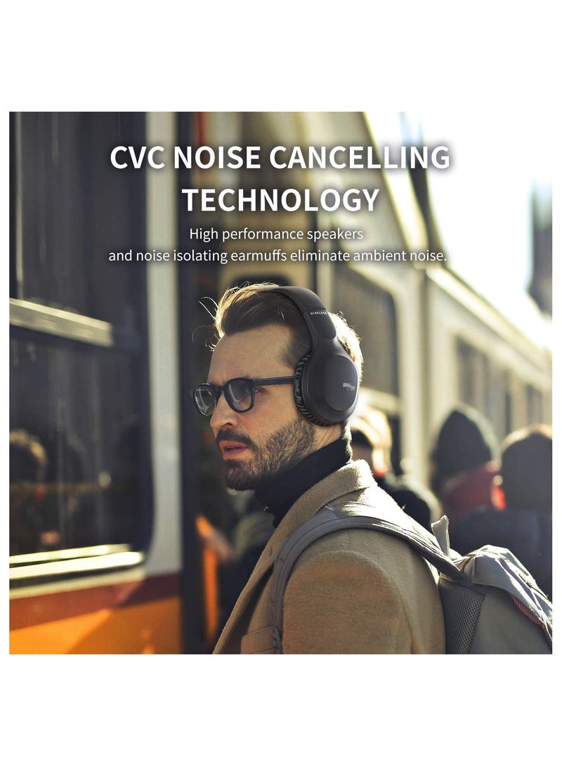 Wireless Bluetooth Headphone with HI-FI Stereo, Soft Memory-Protein Earmuffs, Detachable Cat Ear On-Ear Headphones for Travel/Work/Class/Office Black - Image 3