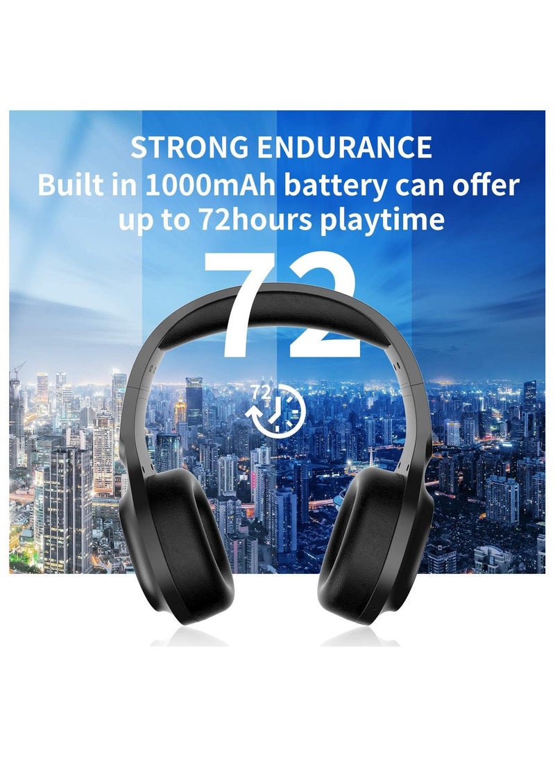 Wireless Bluetooth Headphone with HI-FI Stereo, Soft Memory-Protein Earmuffs, Detachable Cat Ear On-Ear Headphones for Travel/Work/Class/Office Black - Image 4