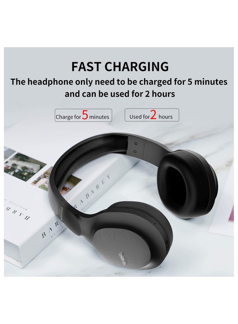 Wireless Bluetooth Headphone with HI-FI Stereo, Soft Memory-Protein Earmuffs, Detachable Cat Ear On-Ear Headphones for Travel/Work/Class/Office Black - Image 5