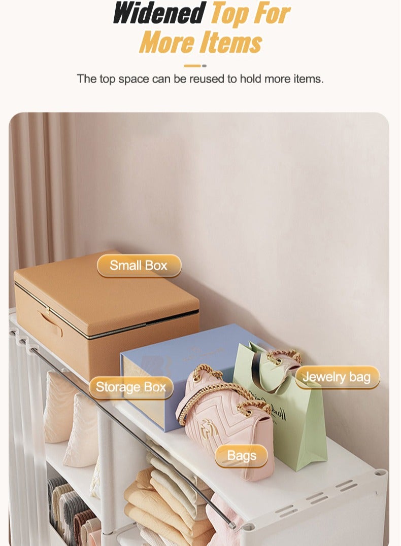 XiuWoo 5 Layers Double Row Dustproof Wardrobe For Clothes Side Cabinets Household Bedroom Storage With Door Cover Simple Assembly Storage Cabinet Hanging Wardrobe Rental Room Wardrobe  - Image 4