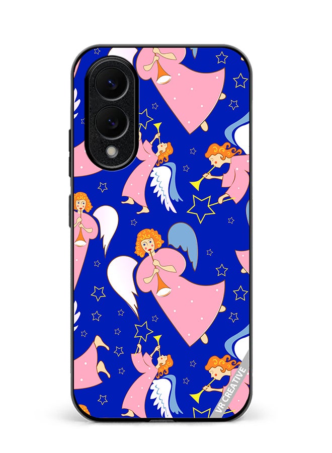 VR CREATIVE Protective Case Cover For Samsung Galaxy S25 Edge Christmas Angels With Flutes Design Multicolour