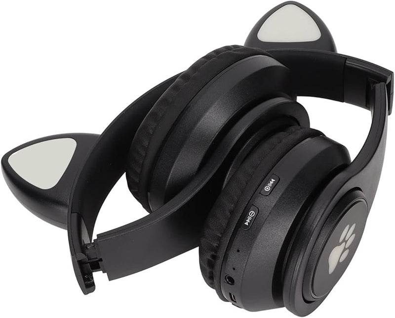 Black Glowing Cat Ears Headphone with Dynamic Bass and Comfortable Design for Music Enthusiasts - Image 1