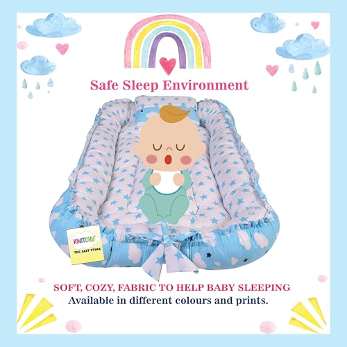 Kwitchy Baby Bedding Set New Born Baby Bed | Mattress | Luxury | Mosquito Net | Reversible | Cotton | Infant | Toddler | Boys & Girls (0-12 Months, Blue) - Image 2