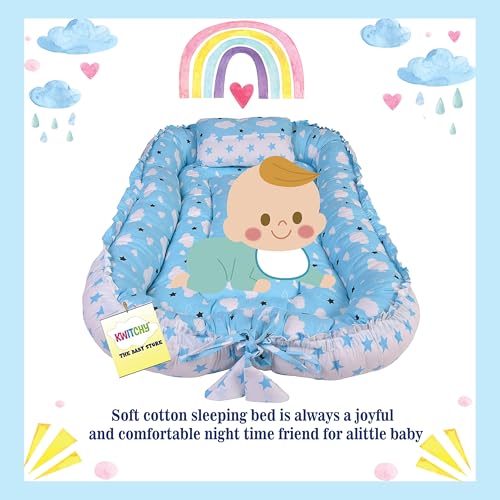 Kwitchy Baby Bedding Set New Born Baby Bed | Mattress | Luxury | Mosquito Net | Reversible | Cotton | Infant | Toddler | Boys & Girls (0-12 Months, Blue) - Image 3