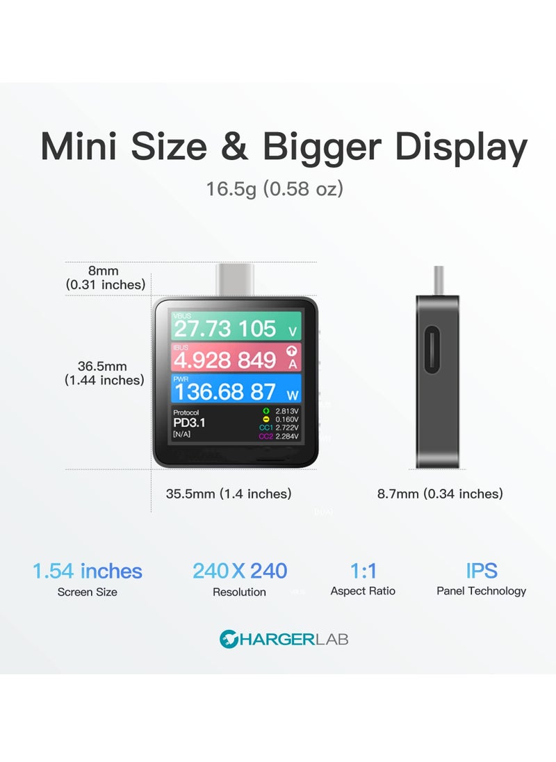 KM003C Portable USB-C Fast Charging Tester PD3.1 QC5.0 Digital Voltmeter & Ammeter Power Bank Tester