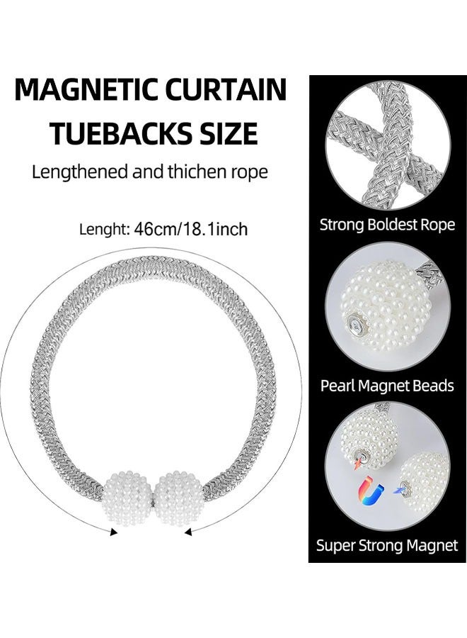 Magnetic Curtain Tiebacks, 6 Pcs Curtain Tie Backs, Convenient Magnetic Curtain Tiebacks, Modern Pearl Curtain Drapes Clips Rope Holdbacks, for Home & Office Window Drapery - Image 2