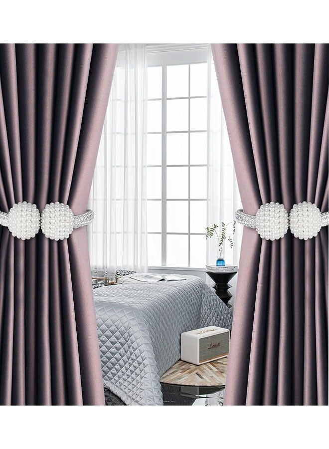 Magnetic Curtain Tiebacks, 6 Pcs Curtain Tie Backs, Convenient Magnetic Curtain Tiebacks, Modern Pearl Curtain Drapes Clips Rope Holdbacks, for Home & Office Window Drapery - Image 5