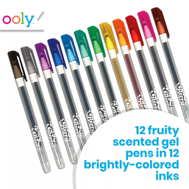 Ooly Scented Very Berry Gel Pens Set of 12-0.7mm NIB with Strawberry Scent, Pens for Kids and Adults, Art and Stationery Supplies - Image 2