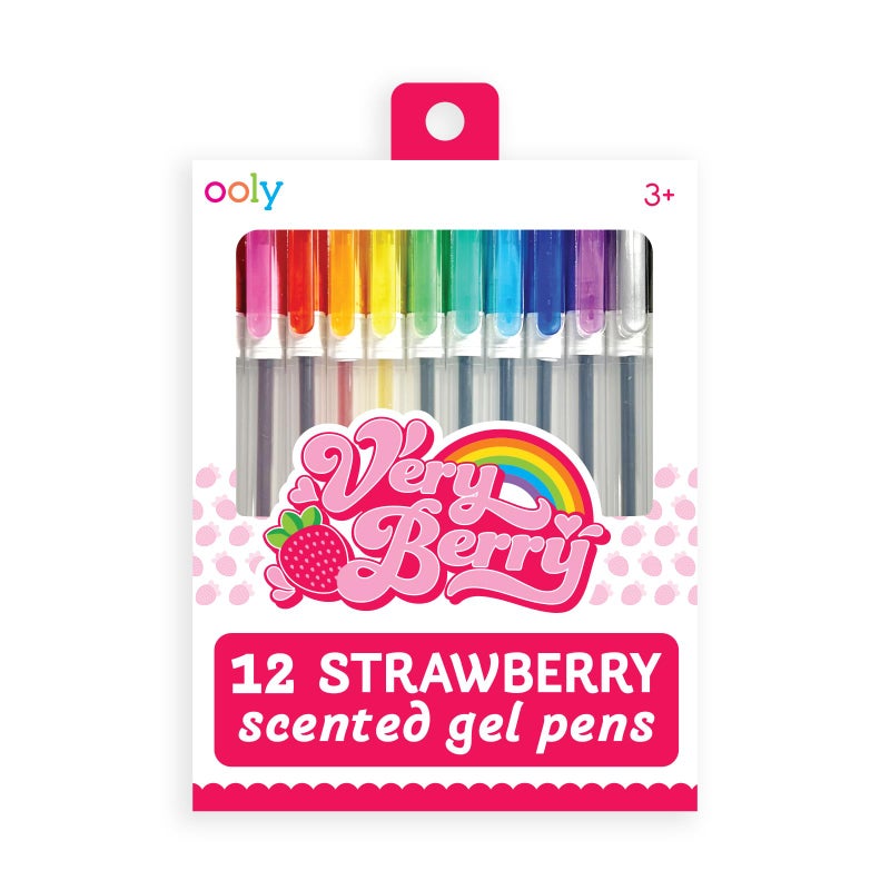 Ooly Scented Very Berry Gel Pens Set of 12-0.7mm NIB with Strawberry Scent, Pens for Kids and Adults, Art and Stationery Supplies - Image 1