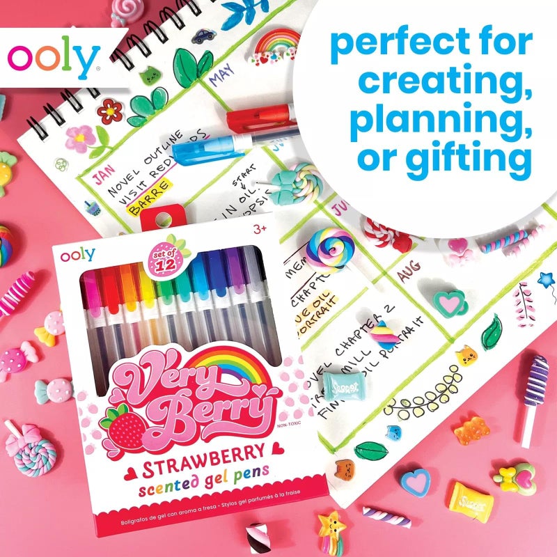 Ooly Scented Very Berry Gel Pens Set of 12-0.7mm NIB with Strawberry Scent, Pens for Kids and Adults, Art and Stationery Supplies - Image 4