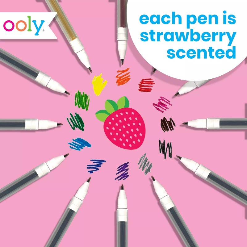 Ooly Scented Very Berry Gel Pens Set of 12-0.7mm NIB with Strawberry Scent, Pens for Kids and Adults, Art and Stationery Supplies - Image 3