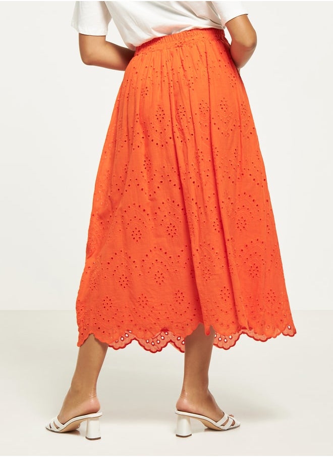 2Xtremz - 2Xtremz Schiffli Midi Skirt with Elasticated Waistband - Image 1