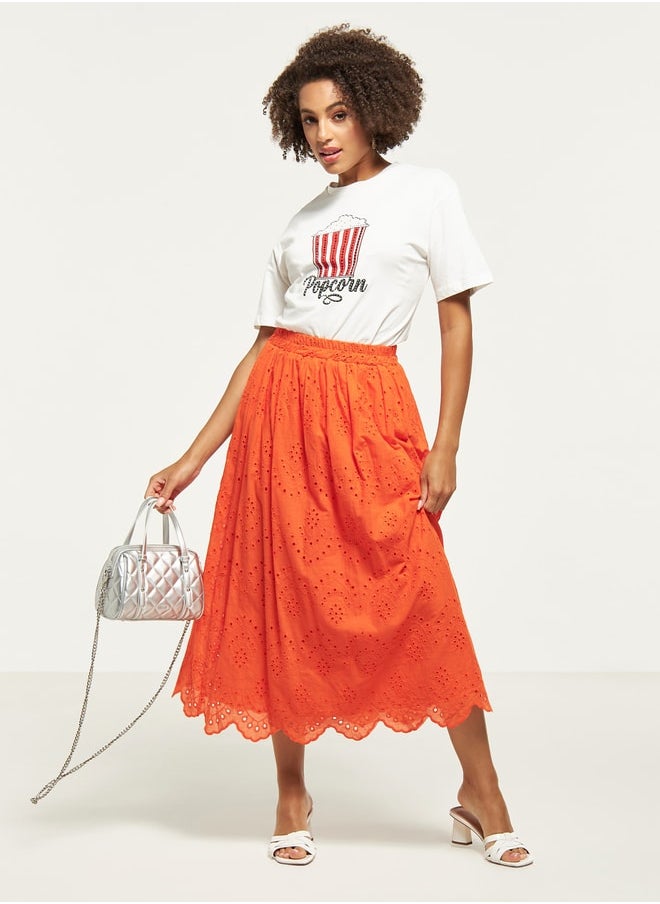 2Xtremz - 2Xtremz Schiffli Midi Skirt with Elasticated Waistband - Image 1