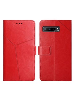 HuHa Case Cover For Asus ROG Phone 3 Y Stitching Horizontal Flip Leather Phone Case Red 