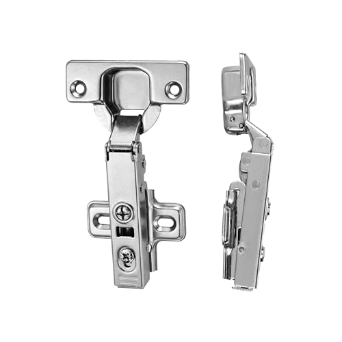 Luokim 2 Pack 1 Pair Full Overlay Soft Close Cabinet Hinges European Kitchen Frameless Adjustable 35mm Cup Hidden Cabinet Hinges Two-Hole Square Mounting Plate Nickel Plated Finish - Image 1