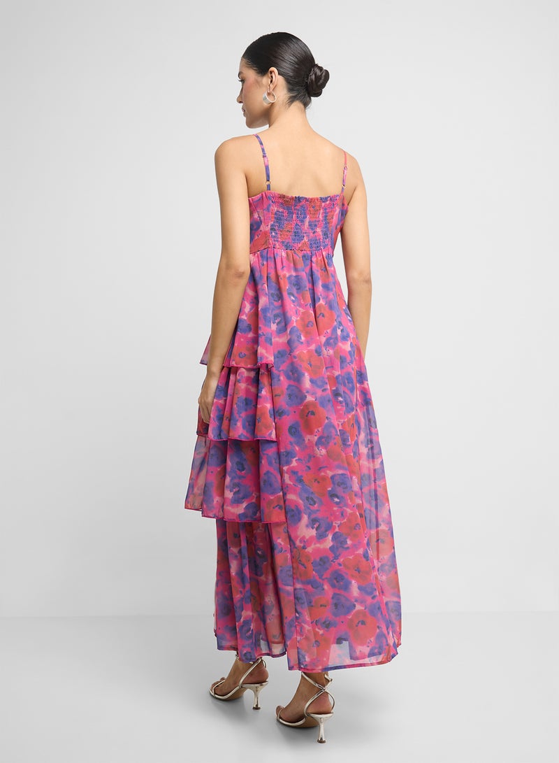 Ginger Strappy Floral Ruffle Detail Dress - Image 2