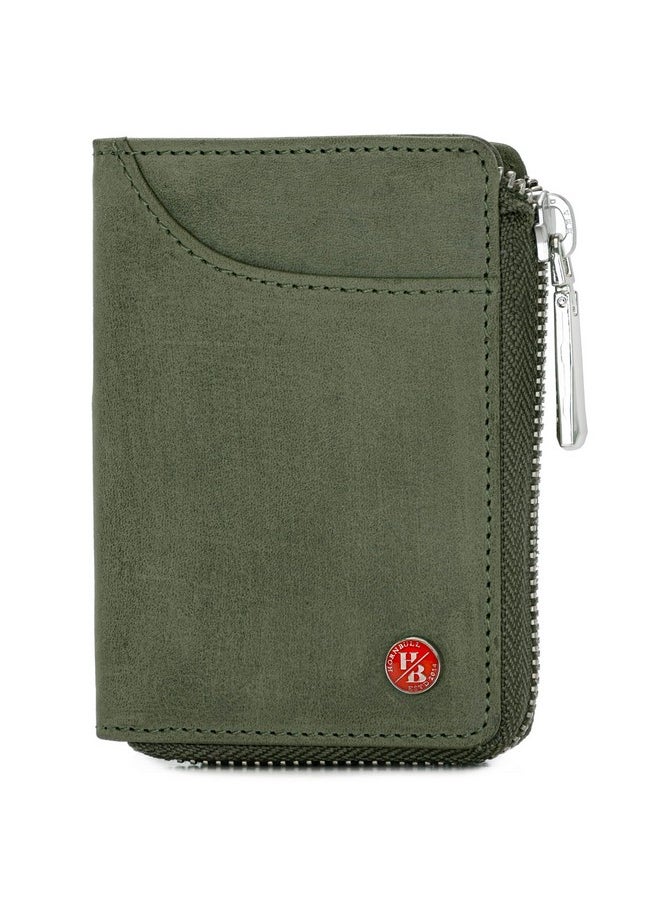 HORNBULL HORNBULL Fleming Green RFID Blocking Leather Wallet for Men | Vertical Credit Debit Card Holder  - Image 3